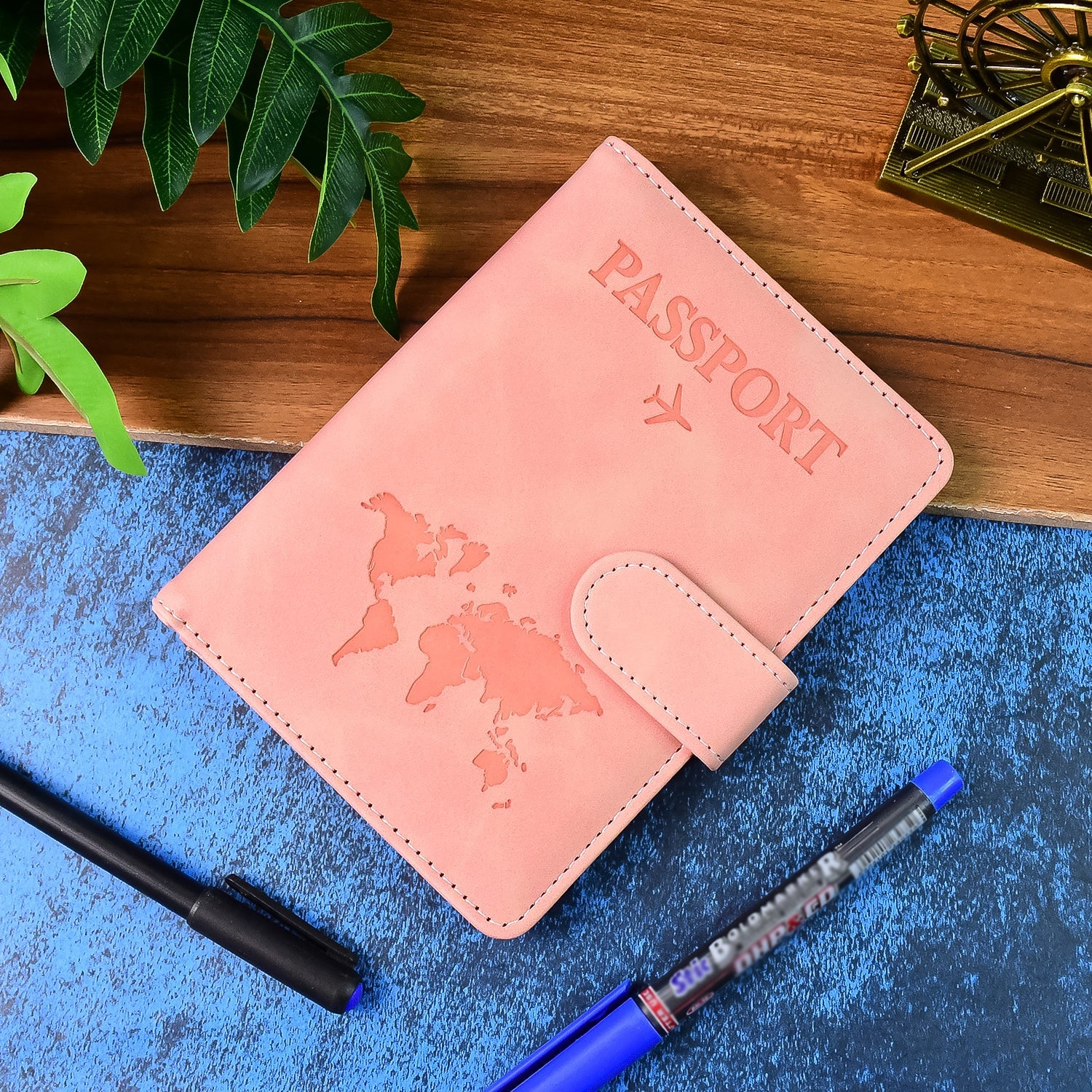 Premium World Map Design Travel Passport Holder Wallet (15x11cm 1 Pc) premium leather wallet for men - Crest & Co
